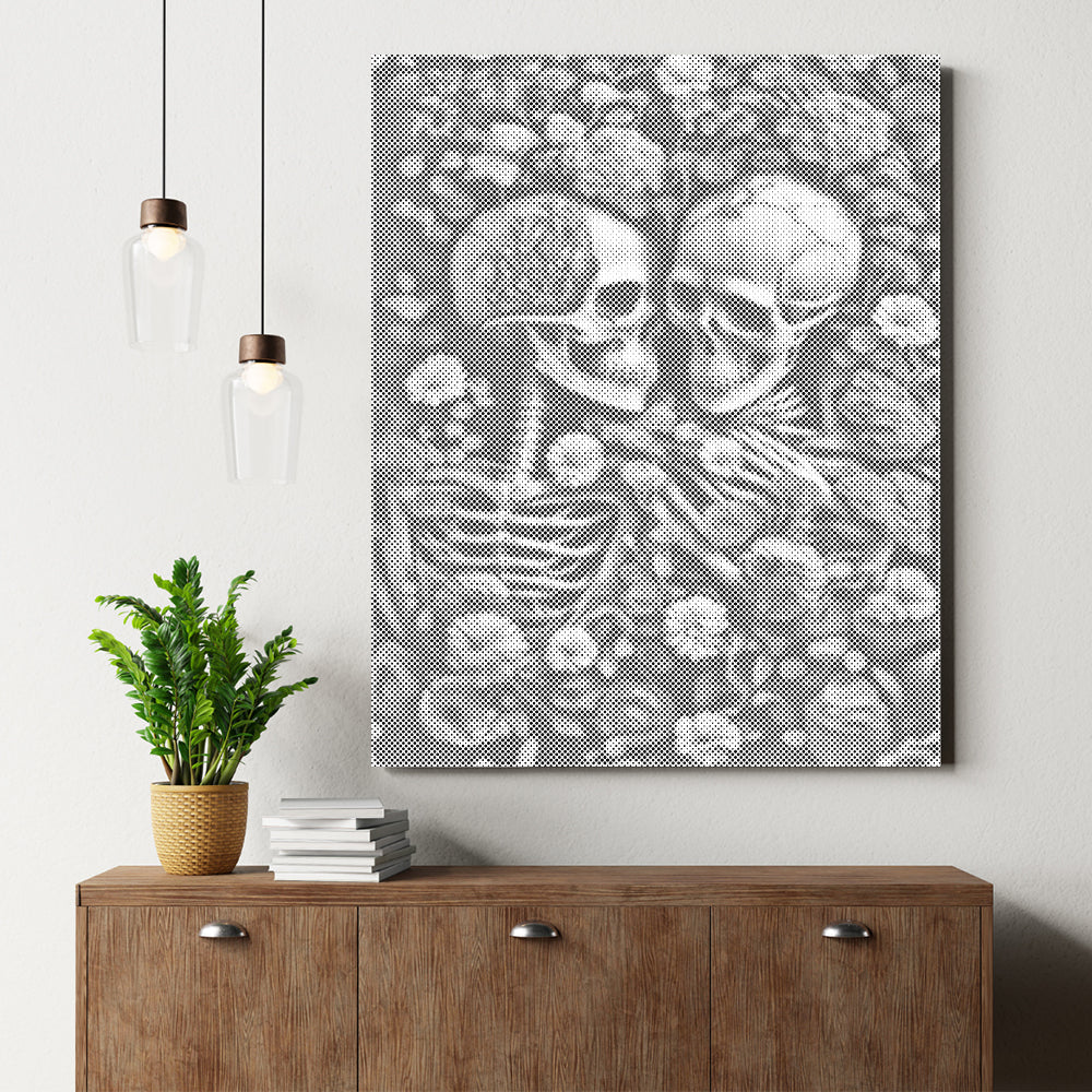 Skeleton Sea Of Flowers - Dot Painting