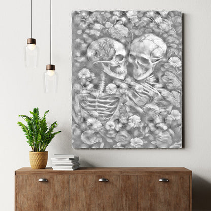 Skeleton Sea Of Flowers - Dot Painting