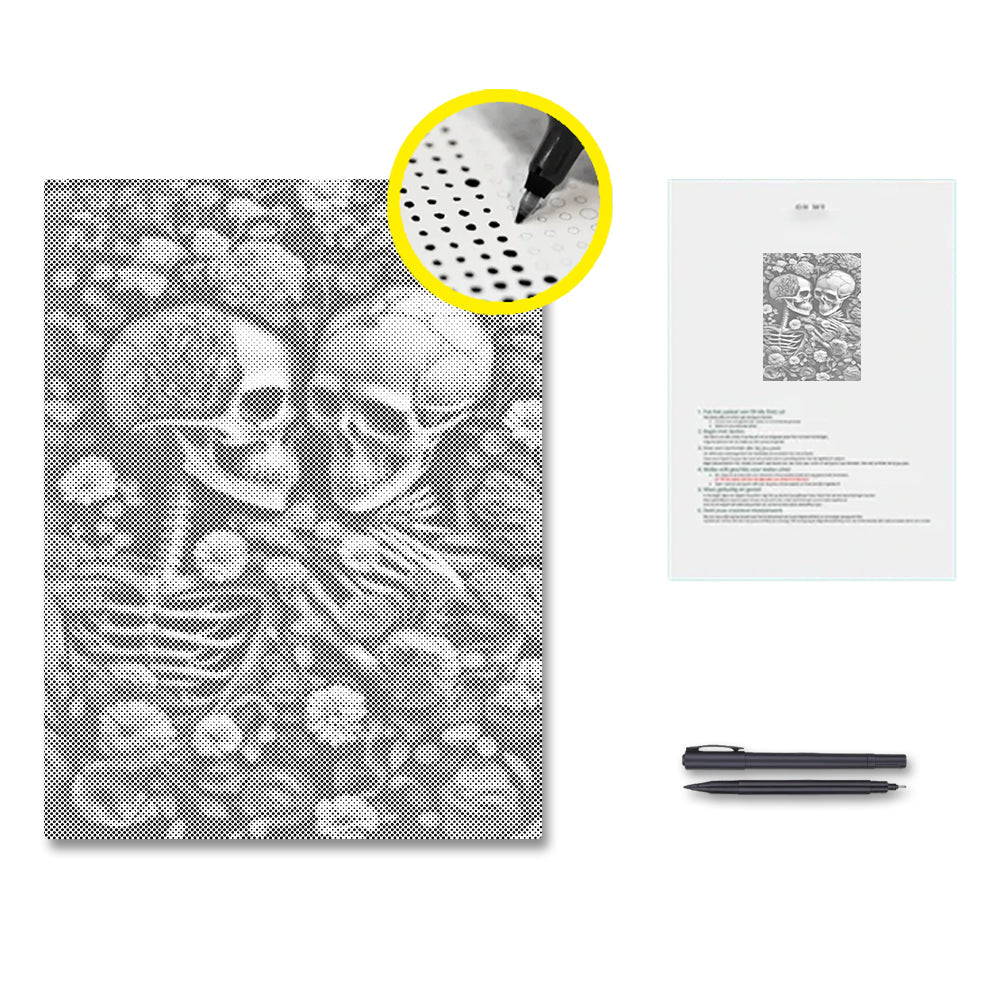 Skeleton Sea Of Flowers - Dot Painting