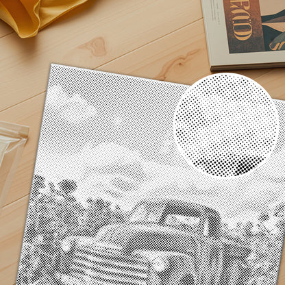 Vintage Truck Surrounded by Sunflowers - Dot Painting