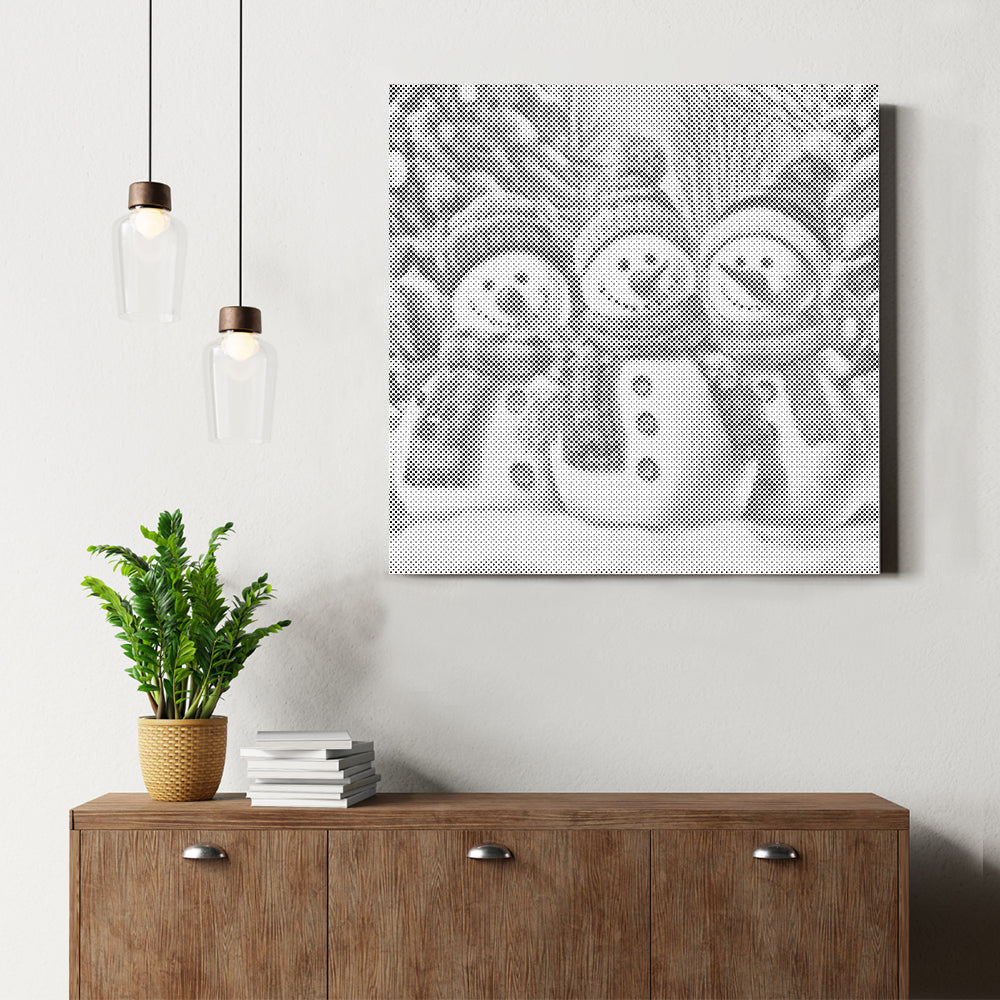 White Snow Three Snowmen - Dot Painting