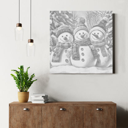 White Snow Three Snowmen - Dot Painting