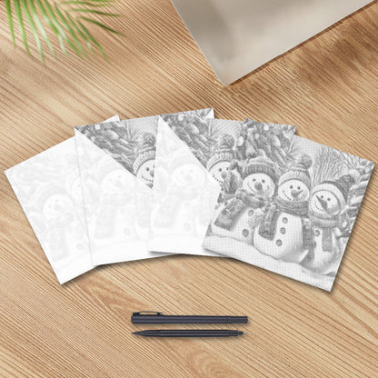 White Snow Three Snowmen - Dot Painting