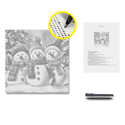 White Snow Three Snowmen - Dot Painting