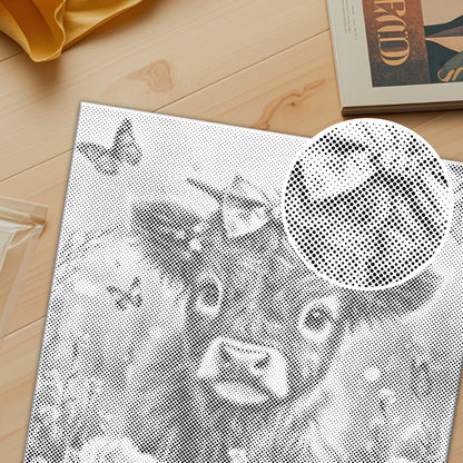 Adorable Highland Calf with Flowers - Dot Painting