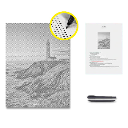 Lighthouse at Sunset - Dot Painting