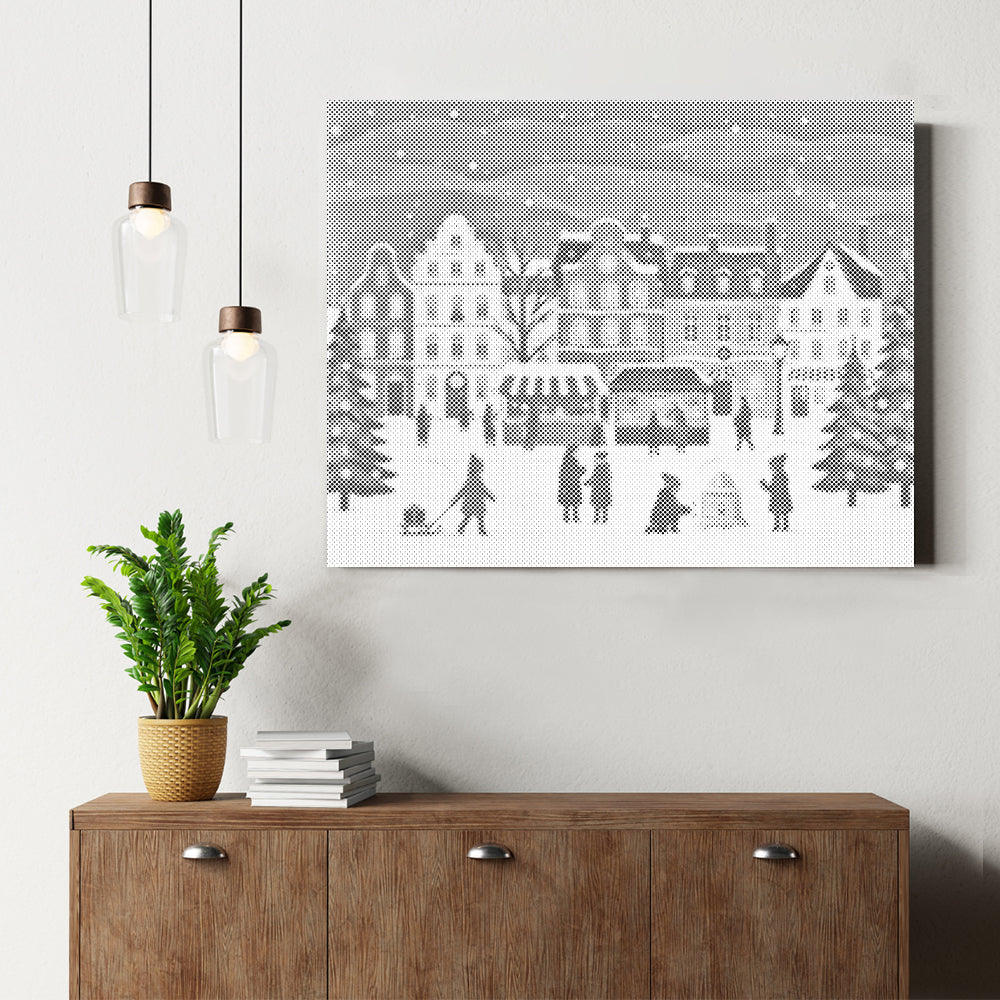 Christmas Market Village - Dot Painting