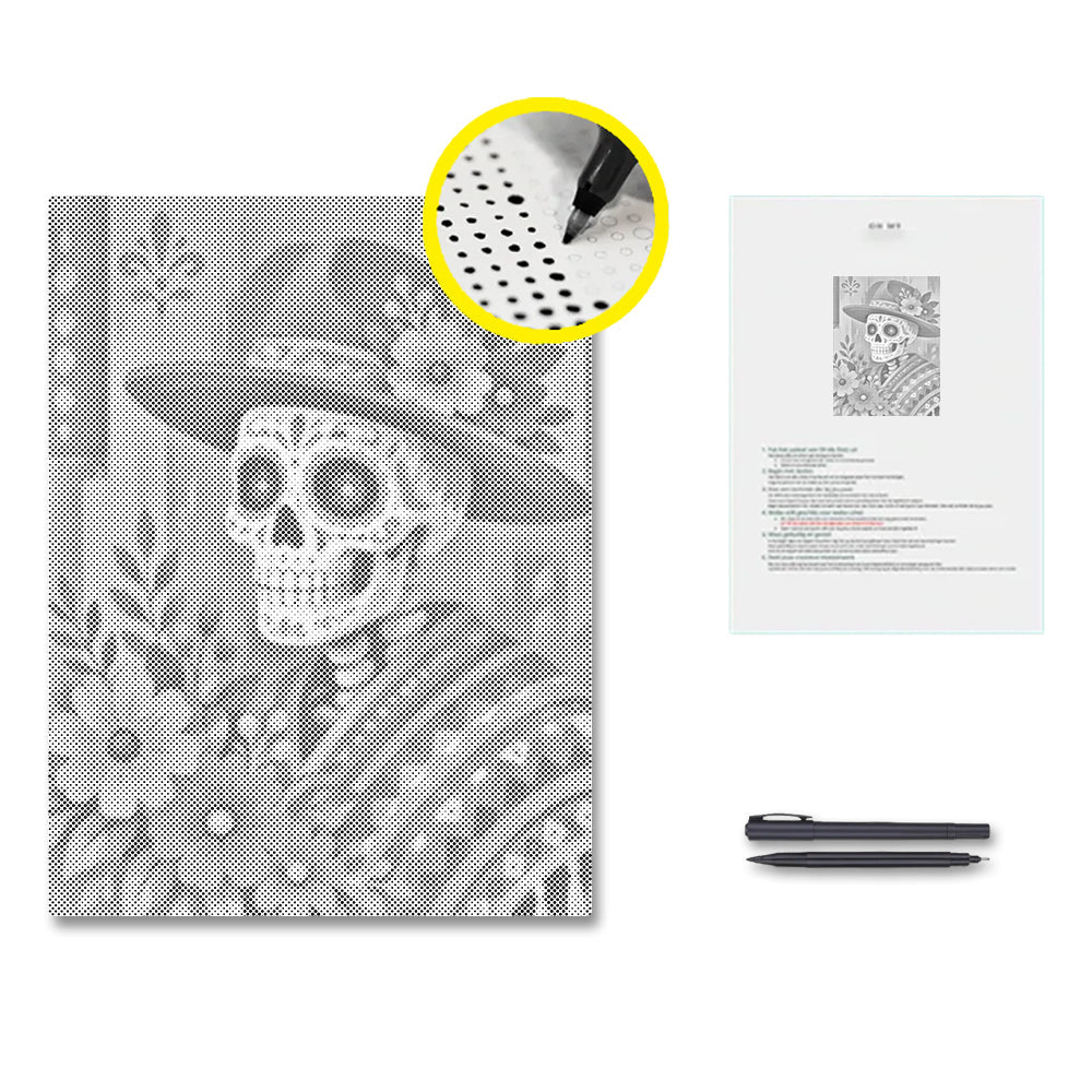 Floral Sugar Skull Feast - Dot Painting