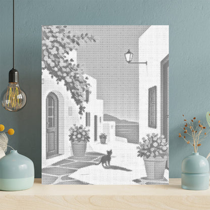 Santorini Stroll - Dot Painting