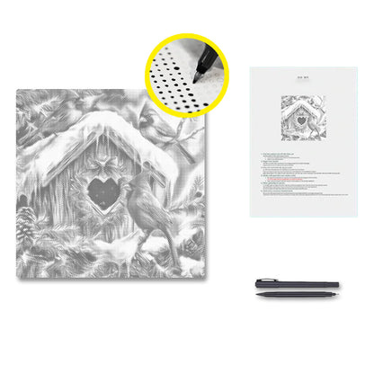 Charming Winter Scene - Dot Painting