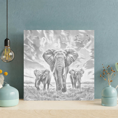 Elephant At Sunset - Dot Painting