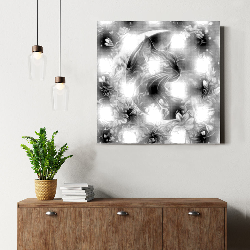 Enchanted Cat and Moon - Dot Painting