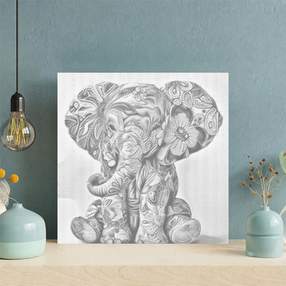 Floral Baby Elephant - Dot Painting