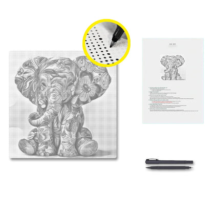 Floral Baby Elephant - Dot Painting