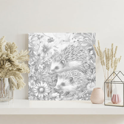 Hedgehog In The Flowers - Dot Painting