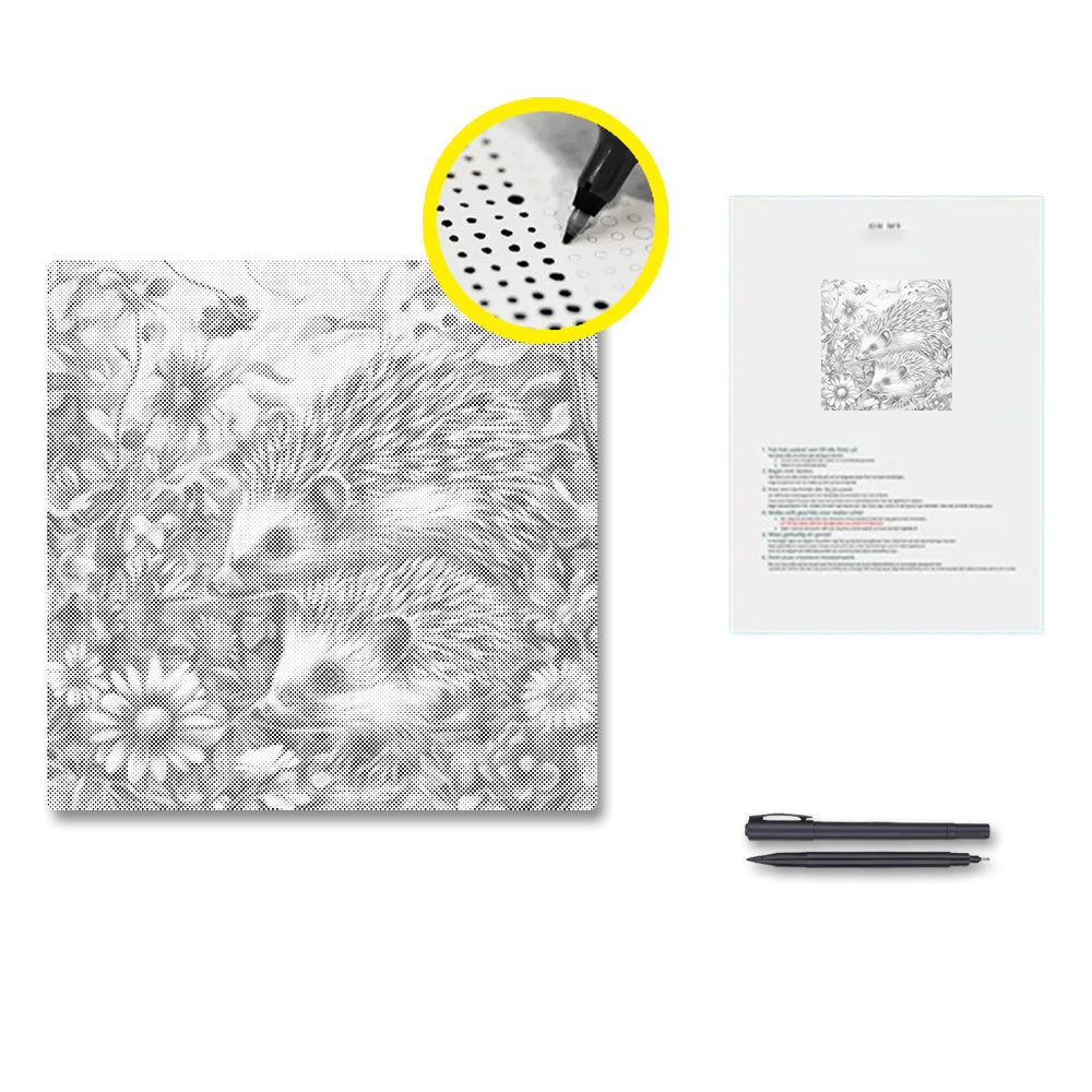 Hedgehog In The Flowers - Dot Painting