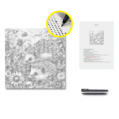 Hedgehog In The Flowers - Dot Painting