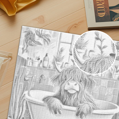 Highland Cow in a Cozy Bathroom - Dot Painting