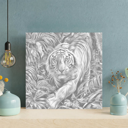 White Tiger In The Forest - Dot Painting