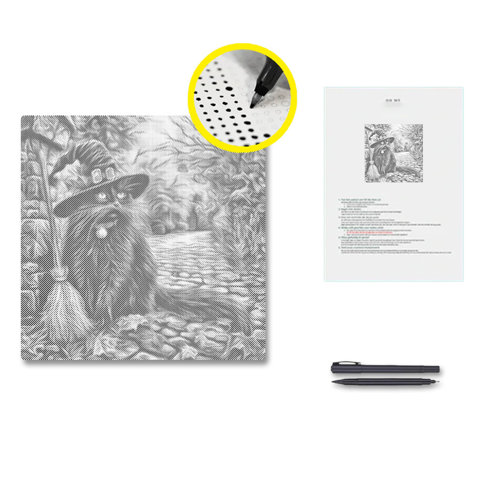 Witchs Hat and Broomstick - Dot Painting