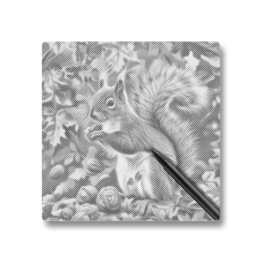 Squirrel In Autumn Leaves - Dot Painting