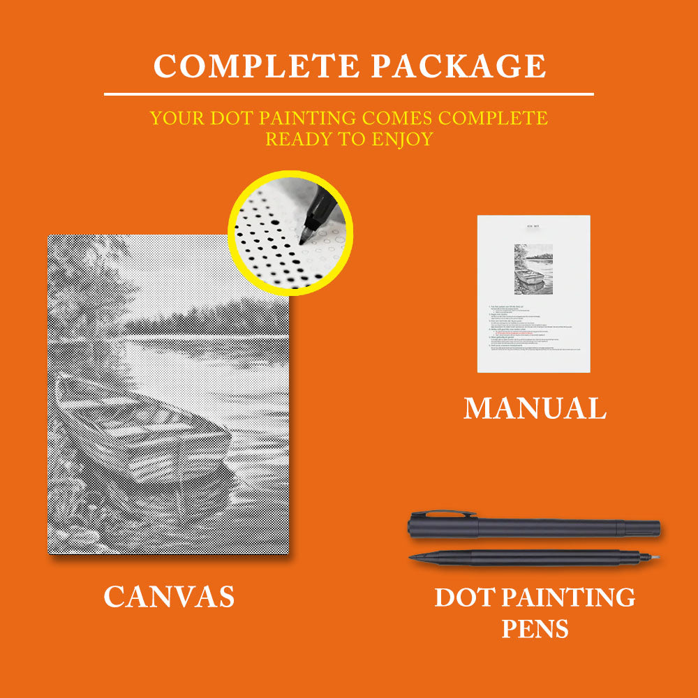 Boats in the Lake - Dot Painting