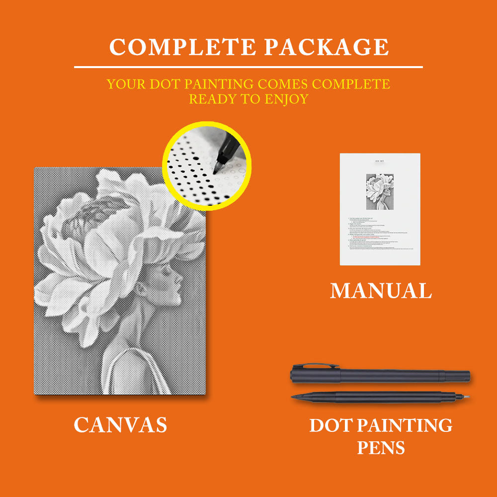 Flower & Woman - Dot Painting