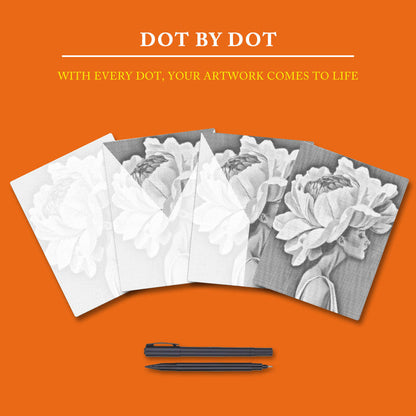 Flower & Woman - Dot Painting