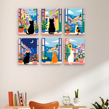 Cats at Mediterranean Windows