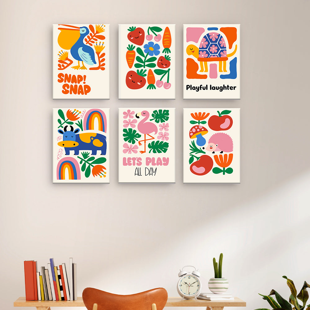 Playful Animals and Flowers