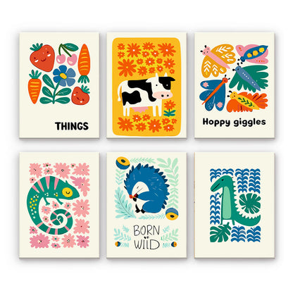 Playful Farm Animals and Flowers