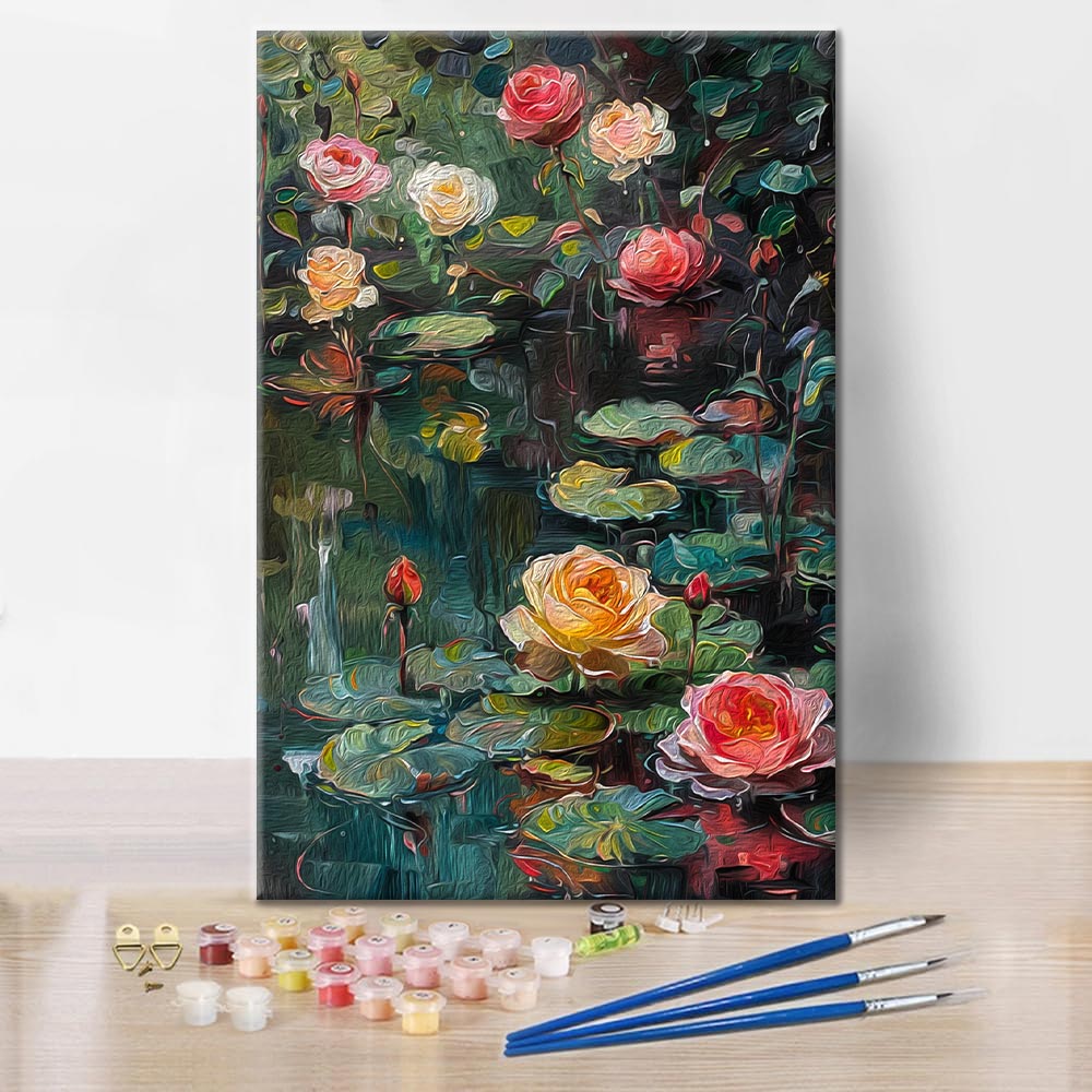 Roses and Water Lilies - Paint by Numbers