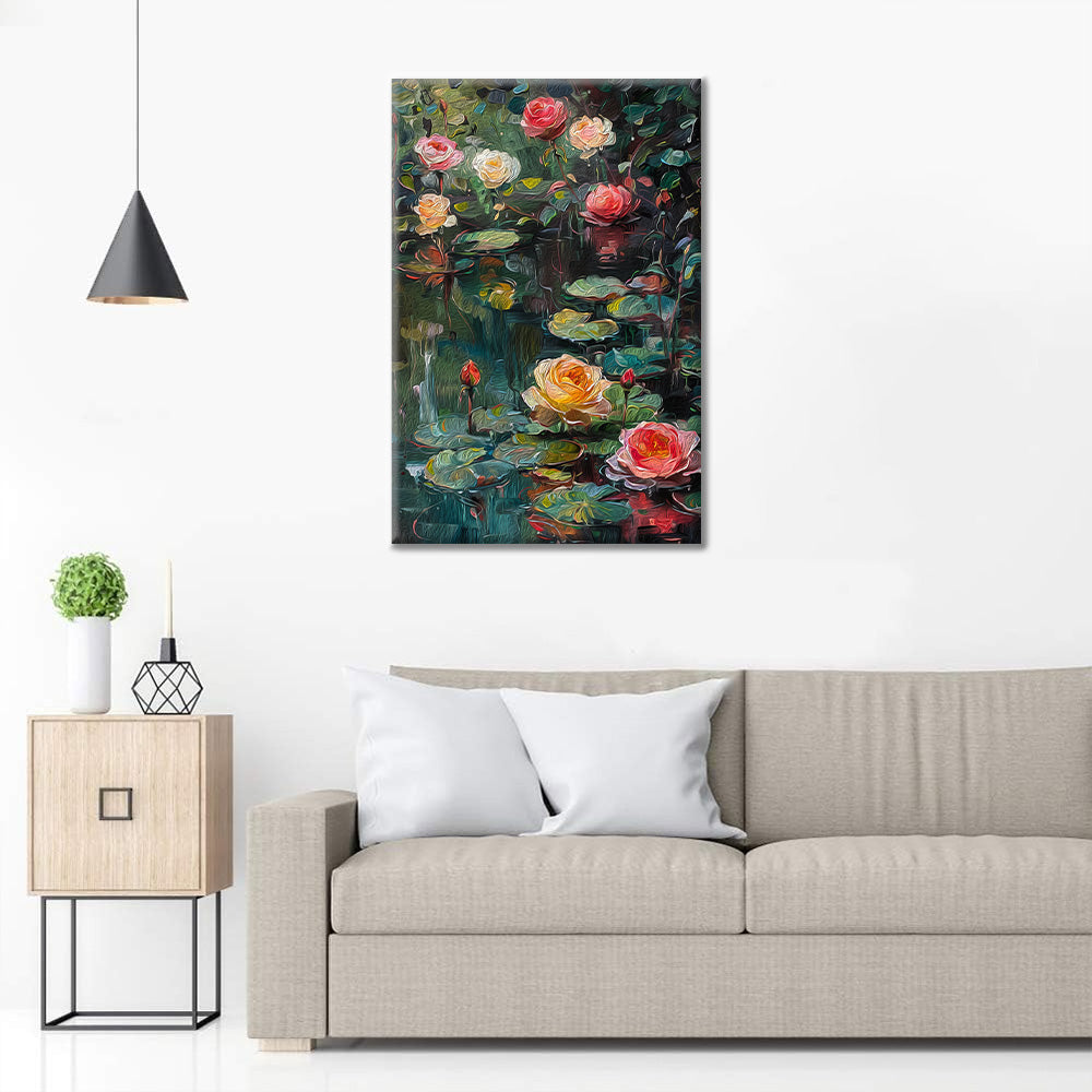 Roses and Water Lilies - Paint by Numbers