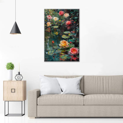 Roses and Water Lilies - Paint by Numbers